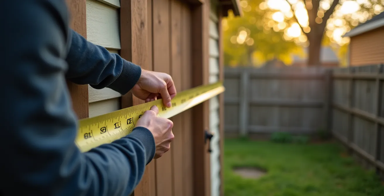 Vue aérienne d'un cabanon de jardin respectant les marges latérales dans une cour arrière montréalaise