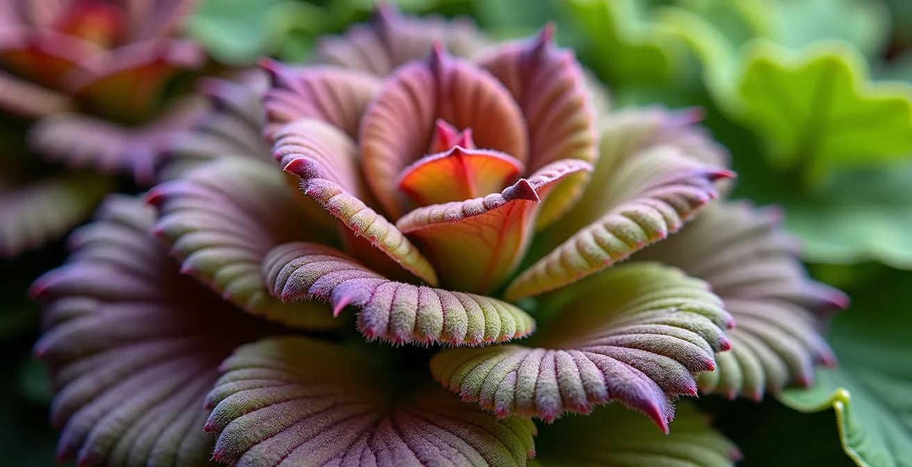 Composition de différentes variétés d'heuchères aux feuillages pourpre, lime et caramel dans un jardin ombragé