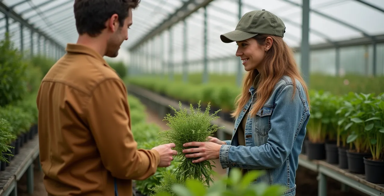Pépinière spécialisée en plantes indigènes avec étiquetage détaillé au Québec