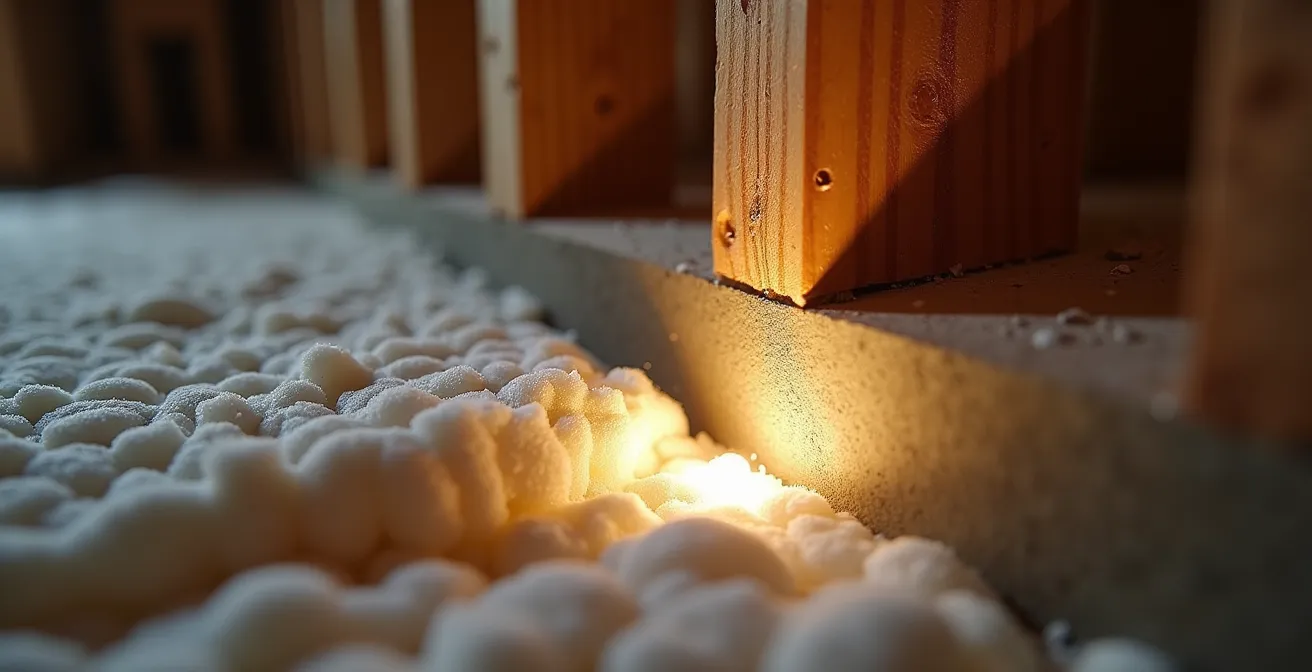 Isolation de la solive de rive dans un sous-sol pour éliminer les ponts thermiques